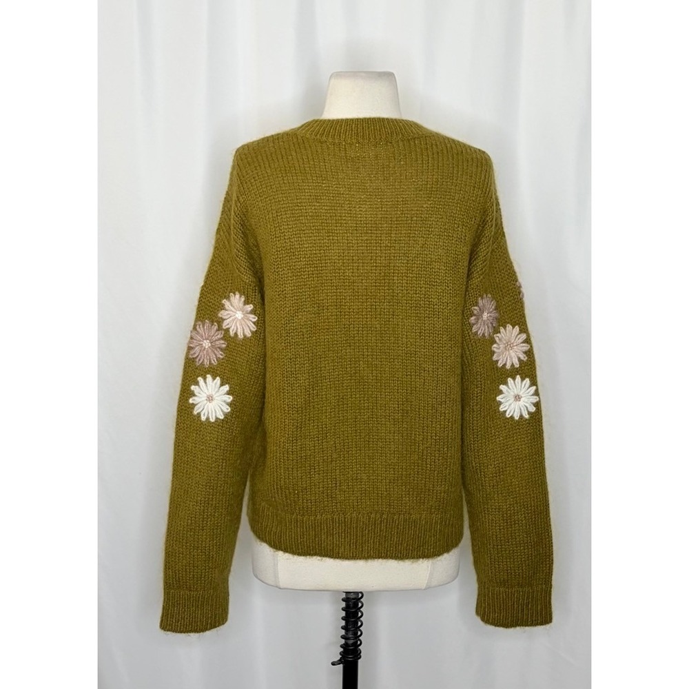 SÉZANE La Maille Sezane Suzon Jumper Sweater Olive Floral Embroidered Large - Picture 10 of 15